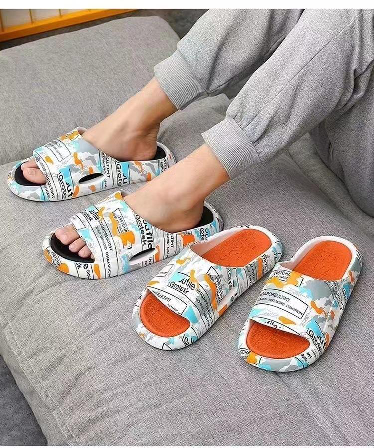 Custom Printed Outdoor Slides Women Men Thick Bottom Slippers Platform Non Slip Shoes