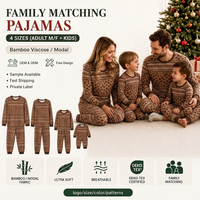 Vente en gros OEM ODM, ensembles de vêtements de nuit pour adultes, enfants et bébés, design personnalisé, vêtements de détente doux pour l'hiver, ensemble de pyjama familial en bambou biologique