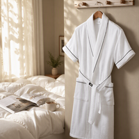 Peignoir de couple d'été fin en tissu gaufré, style hôtel, mi-long, absorbant, à manches longues, grande taille, pour homme