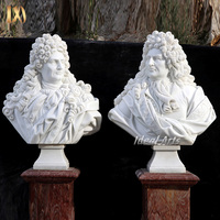 Buste sculpté à la main en marbre blanc Louis XIV, statue du Roi Soleil, sculpture royale française pour la décoration intérieure classique