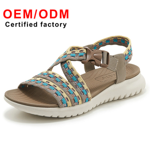 Sandales de sport décontractées d'été pour femmes, confortables, tissées, grande taille, chaussures de plage, nouvelle arrivée, fermeture à lanières tendance - Product Image 1