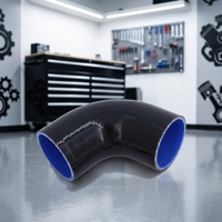 Tuyau en silicone coudé à 45 degrés, noir à l'extérieur, rouge à l'intérieur, renforcé, pour modification automobile