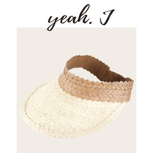 Paglia naturale paglia foglia di palma naturale visiera erba con fascia elastica - Product Image 2