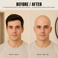 Bonnet Chauve Professionnel en Latex Réaliste pour Effets Spéciaux Cinématographiques Maquillage Réutilisable Couvre-Tête Extensible Effet Peau