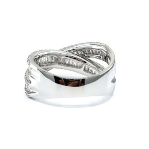 Chine Vente en gros Précieux Fabuleux Design de Luxe 18k Solide Or Blanc Véritable Baguette Diamant Bague en forme de croix pour Femme - Product Image 3