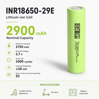 Sel Baterai Li-ion 18650 2900mAh 3.7V 2C Isi Ulang untuk Skuter dan Perangkat Medis