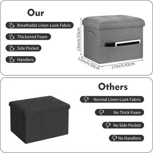 Pouf de rangement repose-pieds tabouret avec siège rembourré en mousse plus épaisse 350 Lbs banc pliant petit pouf pour le salon - Product Image 1