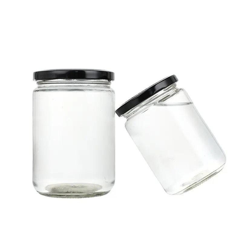 Schlussprodukte 150 ml/500 ml runder eisendeckel transparentes Glas gefäß für Pickel flasche Rindfleisch Pfeffer Marmelade Honig Konservenfutter Glasgefäß