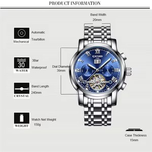 Reloj Mecánico para Hombre KINYUED, Correa de Acero Inoxidable, Movimiento Mecánico Totalmente Automático, Visualización de Fecha y Día de la Semana, Función Luminosa HD - Product Image 4