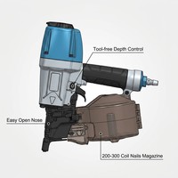 Pistolet à clous pneumatique industriel TOUA CN65 en alliage d'aluminium, personnalisable OEM, longueur 38-65 mm, tige 2,3-2,5 mm, garantie 1 an