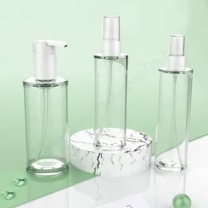 100ml/120ml/200ml vente en gros de savon liquide transparent personnalisé bouteille en PET pour les soins de la peau du visage, cosmétiques