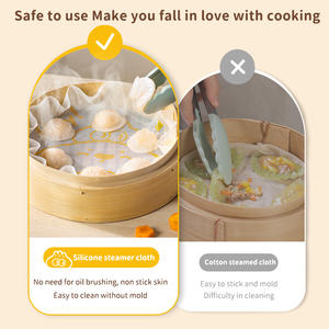 Tapis de cuisson vapeur en silicone motif dessin animé, sans BPA, antiadhésif, réutilisable et respirant, idéal pour pains, boulettes et fruits de mer - Product Image 5