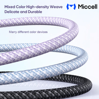 Câble de données Type-C Miccell en gros OEM 100W 5A avec TPE 2 en 1, câble de charge rapide et de transfert de données USB pour iPhones, Xiaomi