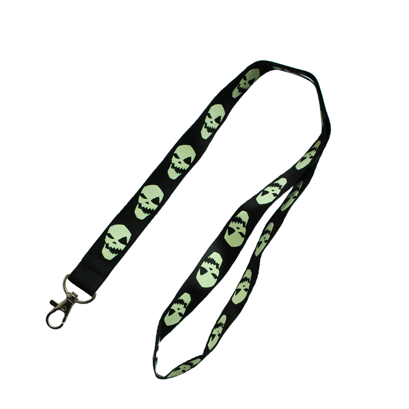 0.8 zoll Width silk print glow in dark lanyard mit snap haken