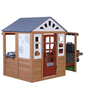 บ้านไม้เด็กเล่นพร้อมครัวกลางแจ้ง เตาปิ้งย่าง และเตาอบพิซซ่า - บ้านเล่นจำลองสำหรับสนามหลังบ้าน - Product Image 6