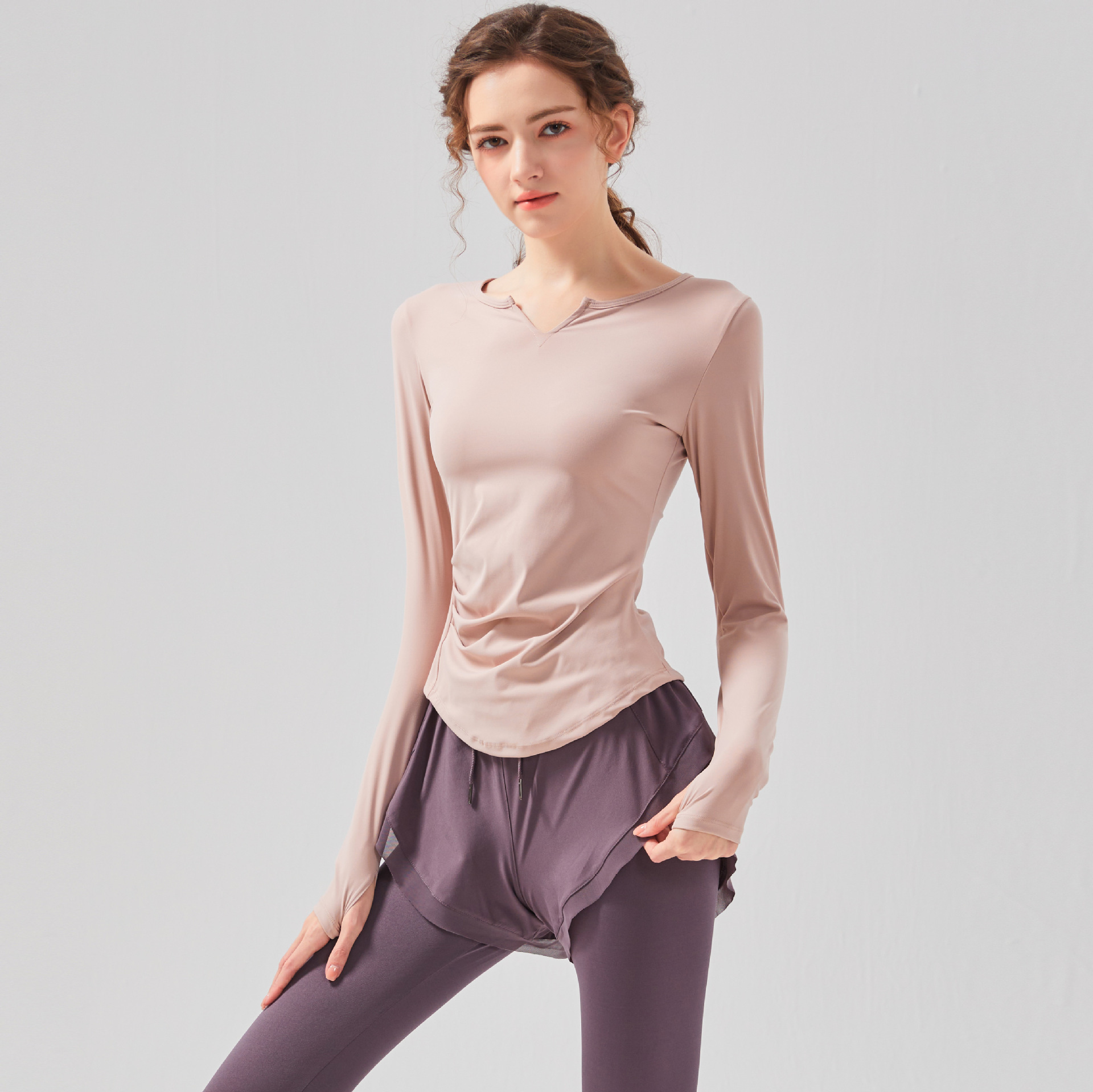 Women's Breathable Quick-drying Sports Running Fitness Set Tight-fitting Long Sleeve Yoga Two-piece Suit