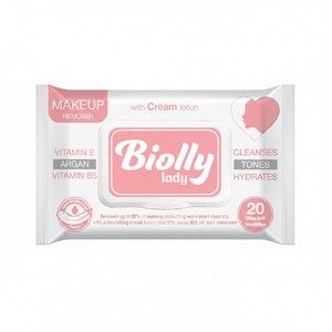 Toallitas Desmaquillantes Biolly Cream Lotion, 20 Unidades - Tamaño Viaje, Ricas en Nutrientes, Ultra Suaves - Product Image 2