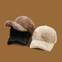 Casquette de baseball en peluche personnalisée avec logo, pour femme, hiver, épaisse et chaude, 100% polyester, fourrure de lapin, couleur unie, casquette de papa pour homme, OEM ODM