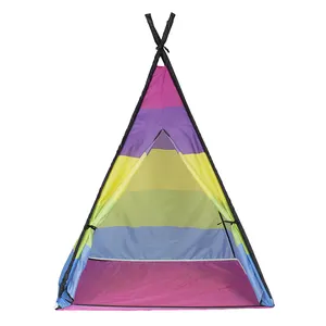 children purple pink stripe play teepee kids play teepee tent use for Indoor outdoor kids teepee