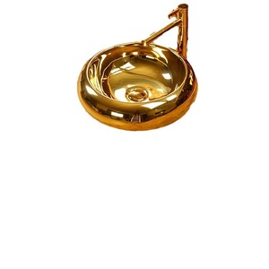 Golden Ceramic Countertop <b>Basin</b> <b>Round</b> Easy Cleaning Sink For Bathroom - Product Image 1