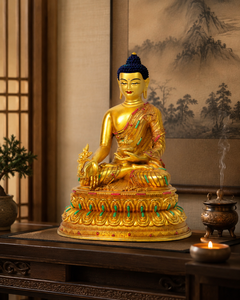 รูปปั้นพระพุทธรูปทำจากทองแดงชุบทองสั่งทำสำหรับวัดบูชา - Product Image 2