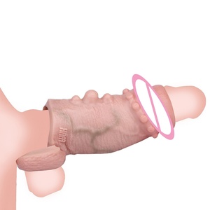 FAAK Inner Thread and Outer Texture Hump Penis Sleeve Cock Sheath Delay Ejaculation Penis Cover Reusable Condom Hollow <b>Dildo</b> - Product Image 3