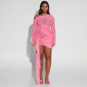 2024 mùa xuân mùa hè bộ sưu tập của phụ nữ sexy gấp Maxi Dress với mới Một mảnh cổ áo thiết kế chống tĩnh tính năng - Product Image 1