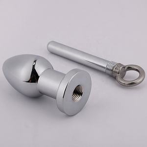 ステンレス鋼製アナル洗浄器、シリンジ型浣腸器、水洗浄器、シルバーリング付きテール、金属製アナルシャワー、セックストイ - Product Image 2