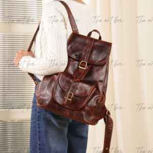 Sac à dos en cuir pleine fleur de grande capacité pour voyages, marque privée, personnalisé, 100% cuir véritable, sac à dos pour ordinateur portable - Product Image 2