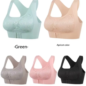 Reggiseno da donna comodo estivo per tutti i giorni, senza ferretto, taglie forti, in pizzo, a coppa intera, imbottito, intimo femminile - Product Image 2