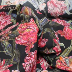 Tissu imprimé floral HAPPEAK style Liberty London années 80, 100% coton Tana Lawn 76 g/m², 145 cm de large, <span class=keywords><strong>noir</strong></span> et bleu, pour robes et chemises d'é<span class=keywords><strong>t</strong></span>é - Product Image 4