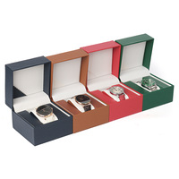 Caja de Reloj de Plástico de Ángulo Recto Clásica de 5 Colores MU, Caja de Almacenamiento de Reloj de Cuero PU, Caja de Regalo, Empaque de Reloj de Madera de Alta Gama