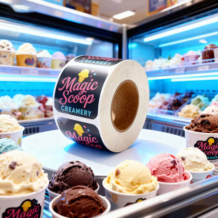 Ice No Label Freezer Proof Ice Cream Sticker Label Custom Printing Waterproof ...