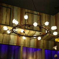 Lustre suspendu en verre soufflé à la main avec abat-jour en forme de fleur, lampe suspendue à anneau en cuivre pour salon, hôtel, villa, décoration de luxe