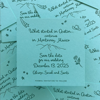 Carte de mariage rustique chic personnalisée en papier coton lavande, impression typographique en creux, pour faire-part de mariage champêtre