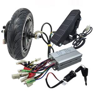 Kit <span class=keywords><strong>Moteur</strong></span> de <span class=keywords><strong>Roue</strong></span> <span class=keywords><strong>Brushless</strong></span> 8 Pouces 350W + Contrôleur + Accélérateur avec Batterie Lithium 24V 36V 48V et Écran LED pour Trottinette et Chariot à Main - Product Image 2