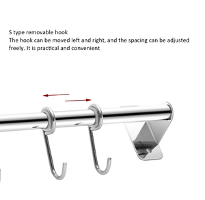 Portautensili da Parete in Acciaio Inox con Ganci per Carne e Gancio Anale, Barra da Cucina con 6/8/10 Ganci Rimovibili - Product Image 2