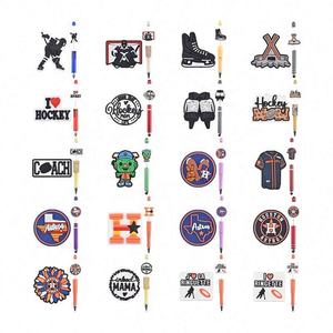 Nouveaux charms focaux sportifs en silicone, perles focales « J'aime le hockey », perles focales personnalisées Astros, embouts de stylo - Product Image 1