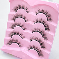 Marque privée fournisseur en gros cils duveteux cheveux synthétiques longs naturels bande de coton noir 3d faux cils bande de cils