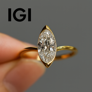IGI chứng nhận 1.06ct Lê cắt phòng thí nghiệm phát triển kim cương tham gia vài chiếc nhẫn | 18K vàng bezel thiết lập | Bán Buôn Đồ trang sức cưới - Product Image 1