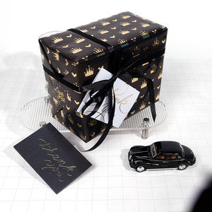 Papel de regalo de punto estampado en caliente al por mayor de fábrica 43*300 cm embalaje de papel de regalo de Navidad - Product Image 1