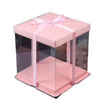 Boîtes à gâteaux en plastique transparent avec base en carton blanc pour l'emballage des gâteaux