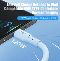 Kabel USB C Silikon 6.0mm Lebar Tebal 120W Maks 1M Pengisian Cepat 480MBps dengan Transfer Data untuk Komputer