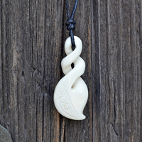 Collier pendentif infini en os de yak torsadé sculpté à la main, bijoux de surf GX010, style tribal maori néo-zélandais, avec corde, cadeau pour femmes et hommes