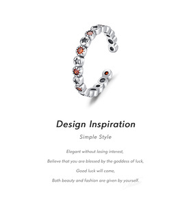 S925 Silver Star Pattern <b>Ring</b> With Orange <b>Crystal</b> Bezel Setting Minimalist Unisex Jewelry Everyday Wear - Product Image 5