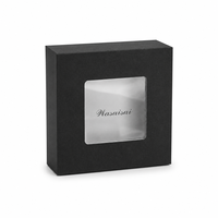 Caja de Regalo Biodegradable y Reciclable de Cartón Negro Gris con Ventana de PVC, Laminado Mate Bronceado, Logotipo Impreso Personalizado