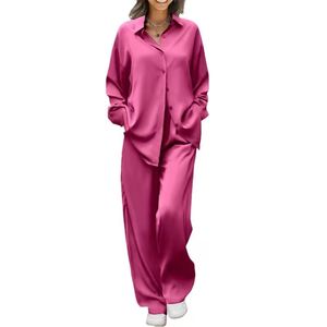 Nouvel ensemble de pyjama décontracté d'été de luxe pour femme, respirant, deux pièces, col en V, avec design à jambes larges et manches longues - Product Image 2