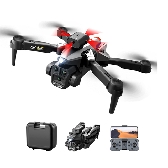 K10 Max Drone 4K HD Three Camera Four-way Obstacle Avoidance Optical Flow Positioning Foldable Quadcopter FPV Drone