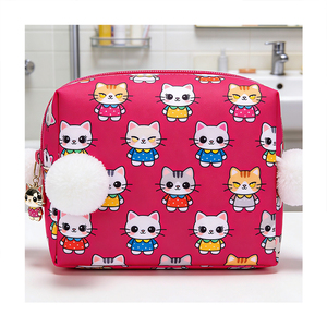 Trousse de Maquillage Portable en Polyester Imperméable à Poignée, Motif Pois Violets, avec Fermeture Éclair et Dentelle, Organisateur de Maquillage en Forme de Baril pour Femme - Product Image 2