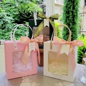 Luxury Transparent Window Gift Bags and Packaging Gift <b>Box</b> Valentine's Day Birthday with Handle Factory Wholesale & Low MOQ - Product Image 2